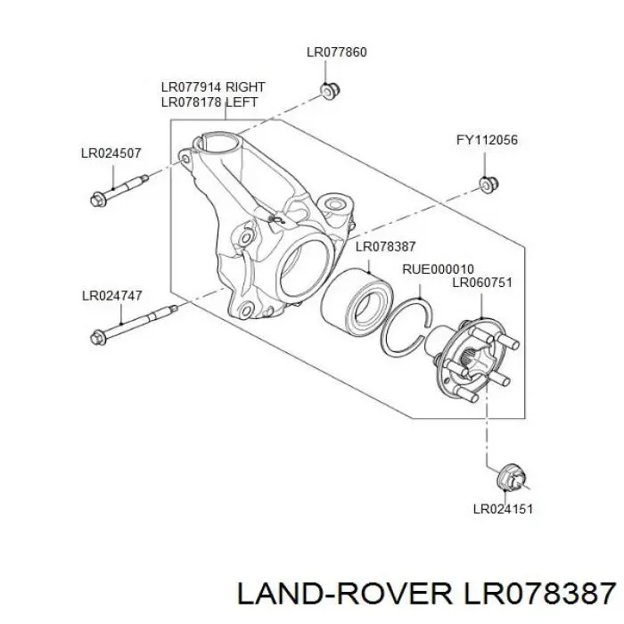 Підшипник маточини передньої LR078387 Land Rover