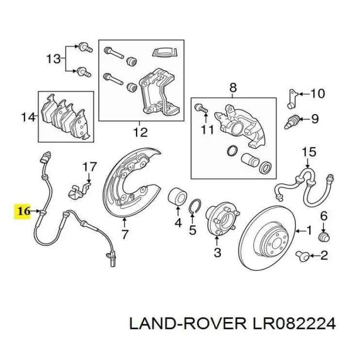 LR082224 Land Rover Датчик ABS задній лівий