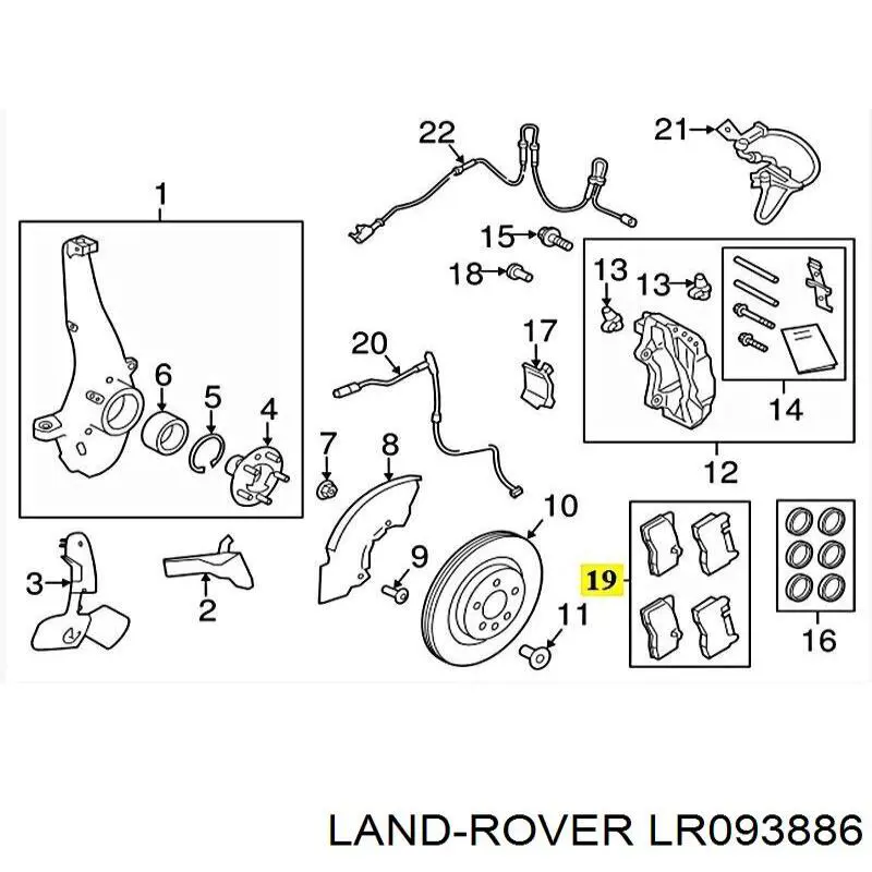 Колодки гальмівні передні, дискові LR093886 Land Rover