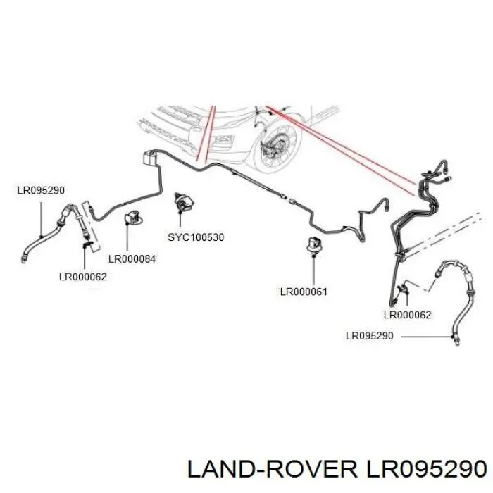 LR095290 Land Rover Гнучка гальмівна трубка передня