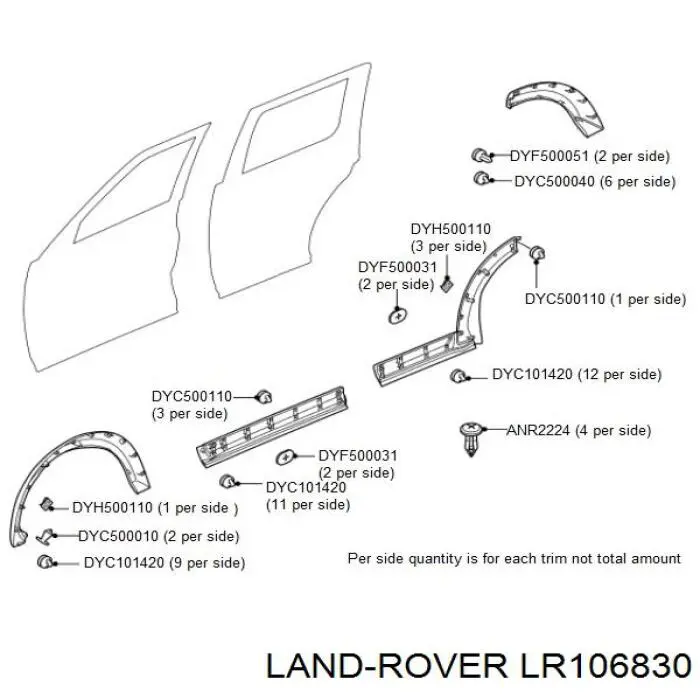 LR106830 Land Rover пістон (кліп кріплення обшивки дверей)