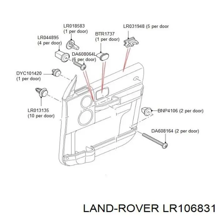 Кліпса (пістон) кріплення молдинга двері Land Rover LR106831 ціна, від 1.55 USD