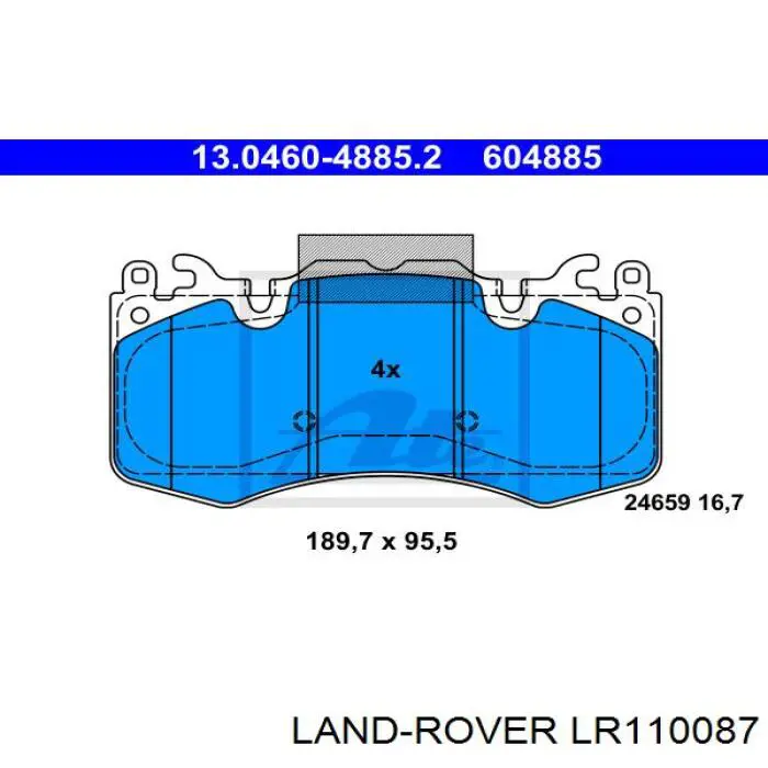 LR110087 Land Rover Передні гальмівні колодки