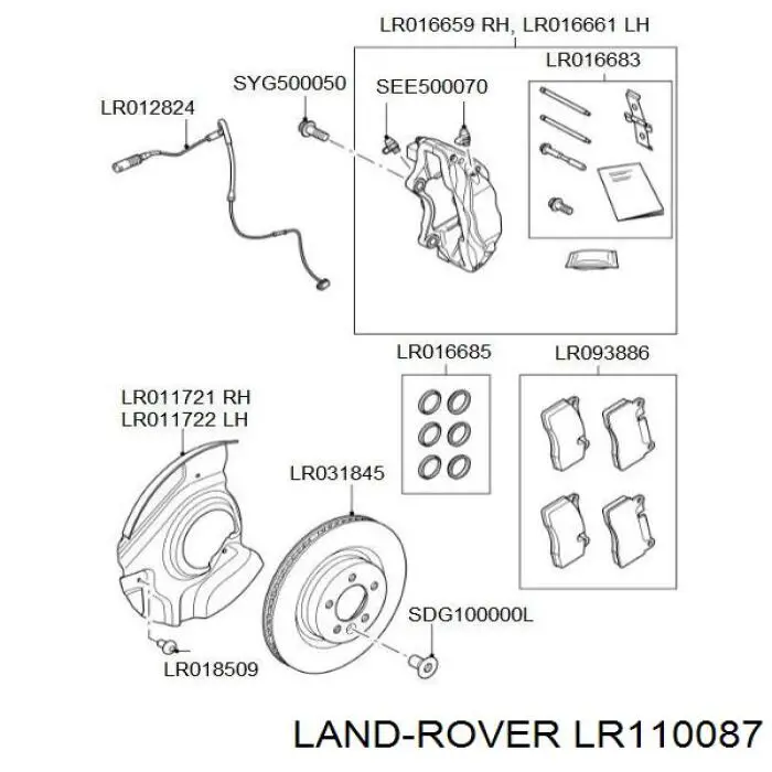 Гальмівні колодки Land Rover LR110087 ціна, від 65.80 USD