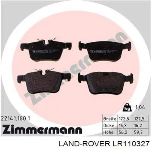 Колодки гальмові задні, дискові LR110327 Land Rover