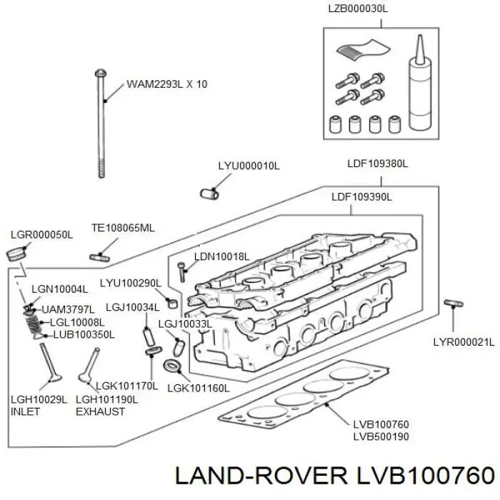 Прокладка головки блока циліндрів (ГБЦ) LVB100760 Land Rover