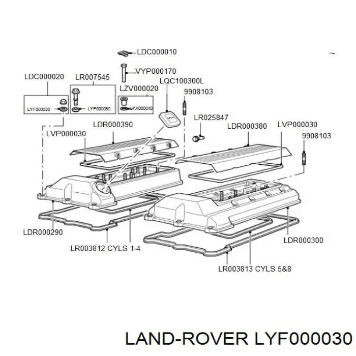Прокладка клапанної кришки двигуна, кільце LYF000030 Land Rover