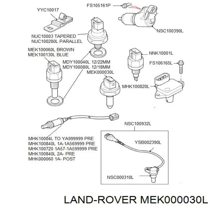 Датчик температури охолоджуючої рідини MEK000030L Land Rover