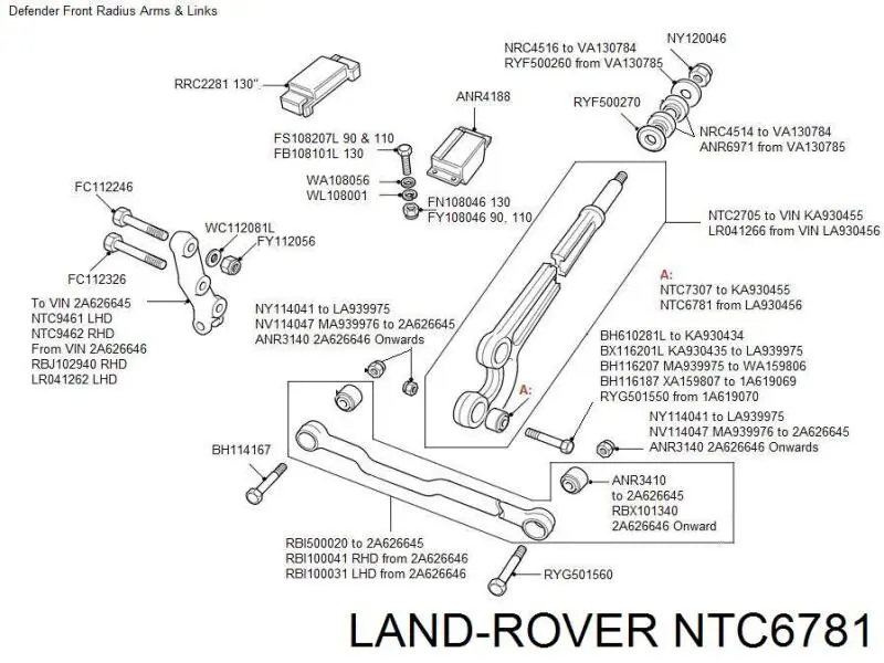 NTC6781 Land Rover сайлентблок розтяжки переднього нижнього важеля