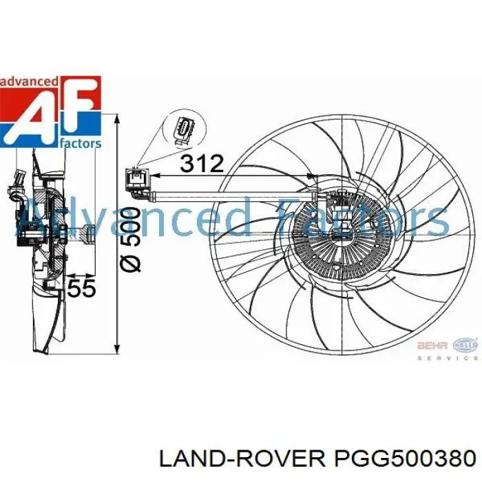 Вентилятор охолодження радіатора PGG500380 Land Rover