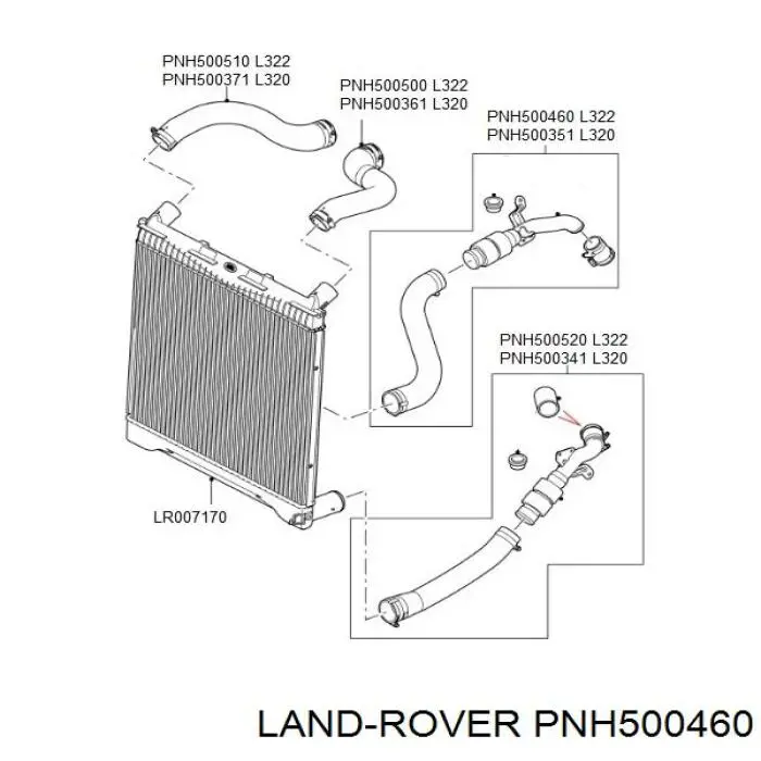 Шланг/патрубок радіатора охолодження, нижній Land Rover Range Rover 3 (L322) (Land Rover Рейндж ровер)