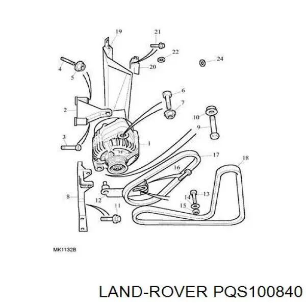 Ремінь приводний, агрегатів PQS100840 Land Rover