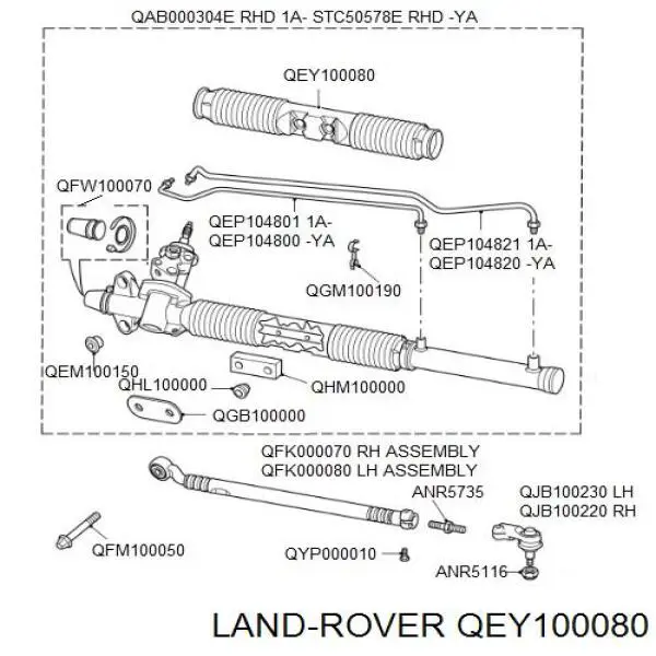 QEY100080 Land Rover пильник рульового механізму/рейки
