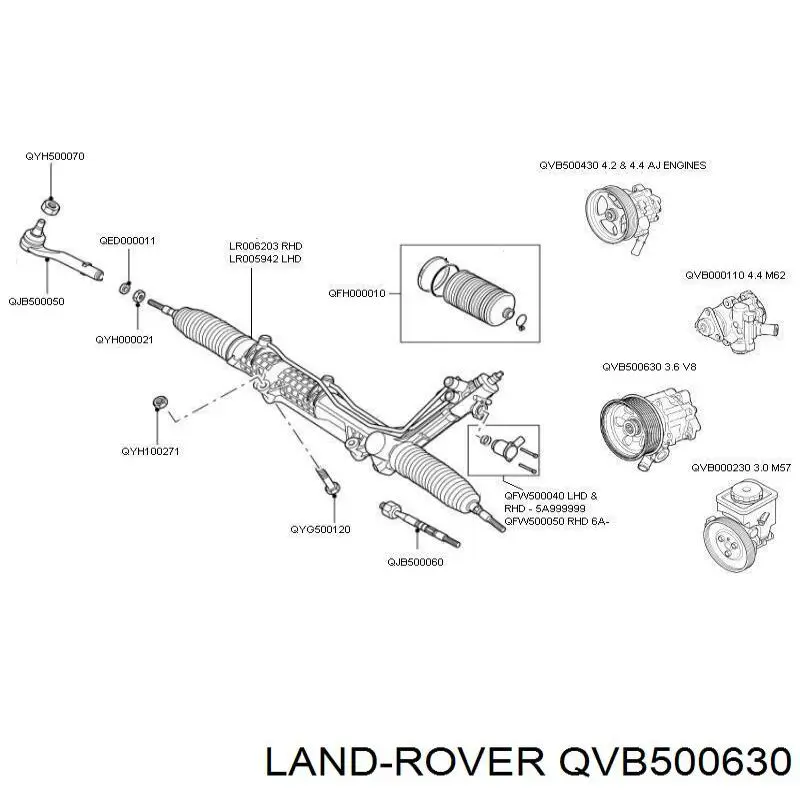 QVB500630 Land Rover насос гідропідсилювача керма (гпк)
