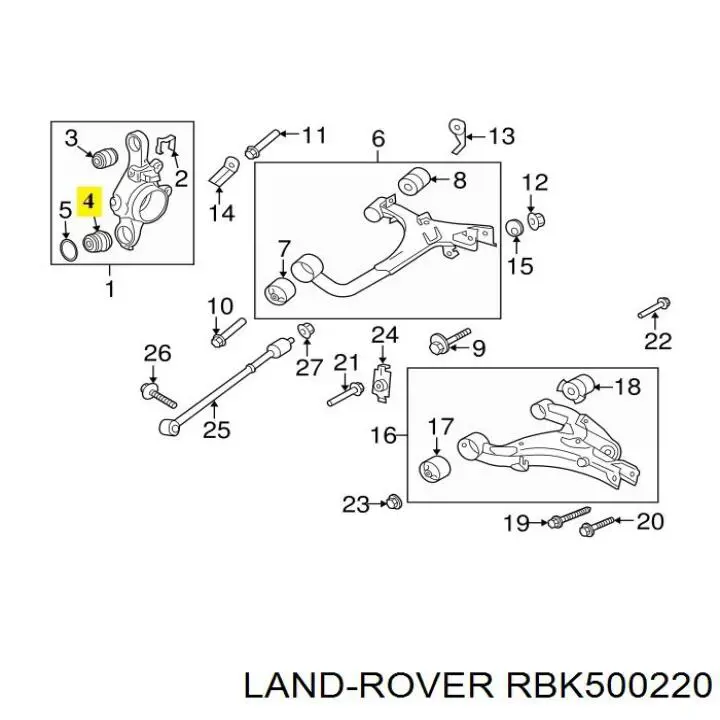 RBK500220 Land Rover сайлентблок цапфи задньої