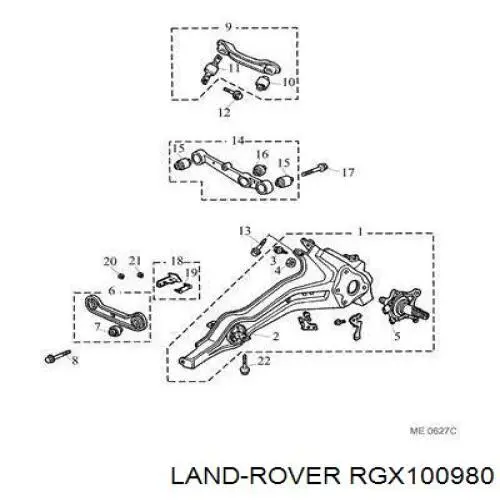 Сайлентблок заднього поздовжнього важеля, передній RGX100980 Land Rover