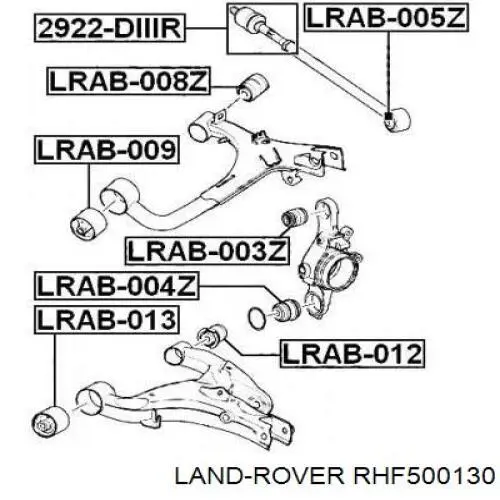 Сайлентблок заднього важеля Land Rover RHF500130 ціна, від 58.50 USD