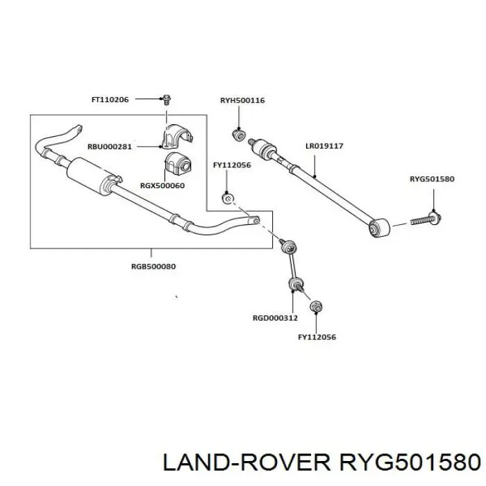 RYG500073 Land Rover болт заднього продольно важеля, розвальний