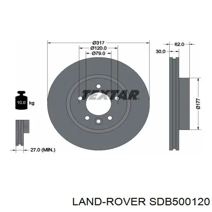 Купити SDB500120 Land Rover Ротор гальмівний