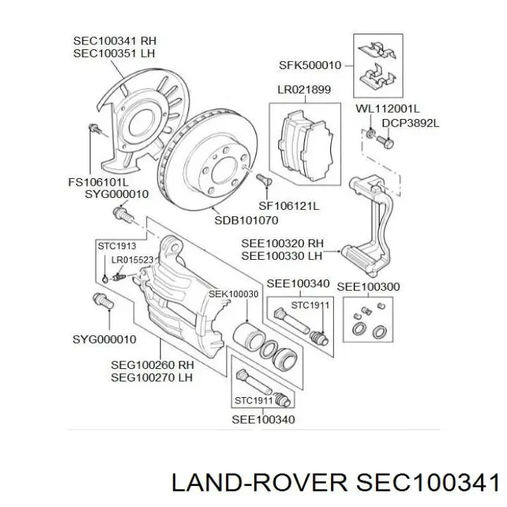 SEC100341 Land Rover Захист гальмівного диска, переднього, правого