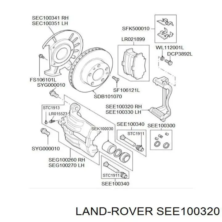 Скоба супорту переднього SEE100320 Land Rover