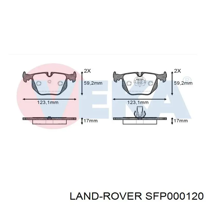 SFP000120 Land Rover Колодки гальмівні задні, дискові