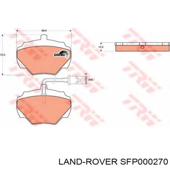 Купити SFP000270 Land Rover Задні колодки