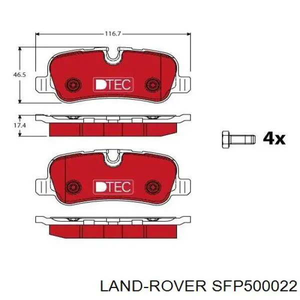 Колодки гальмові задні, дискові SFP500022 Land Rover