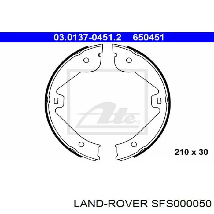 Колодки ручника/стоянкового гальма SFS000050 Land Rover