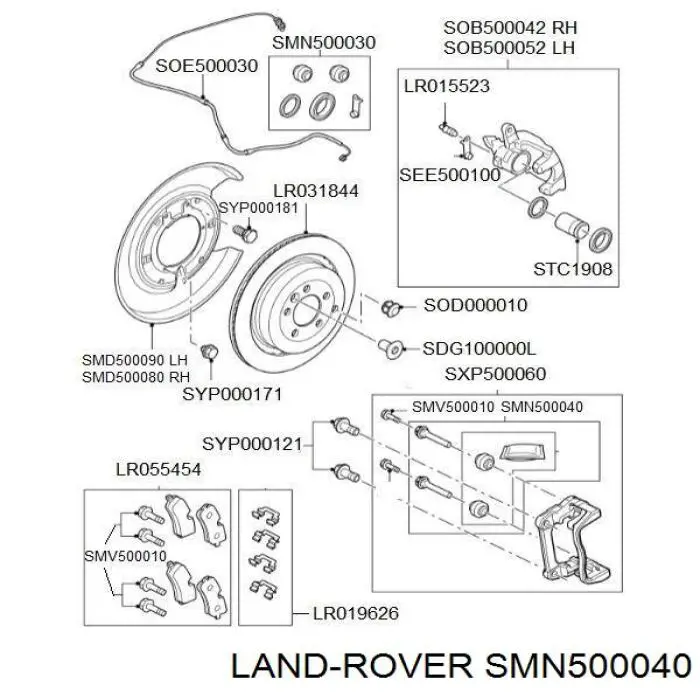 SMN500040 Land Rover ремкомплект супорту гальмівного заднього