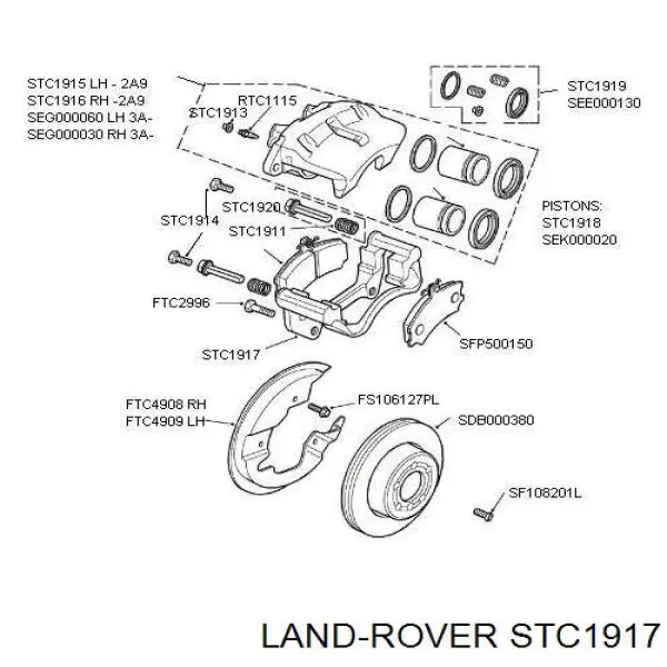 STC1917 Land Rover скоба супорту переднього