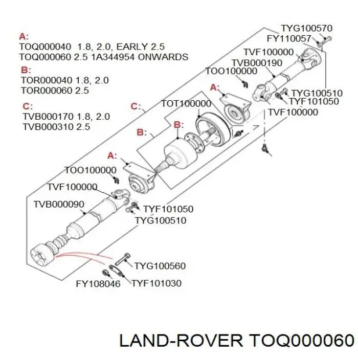 Купити TOQ000060 Land Rover Підвісний підшипник карданного валу