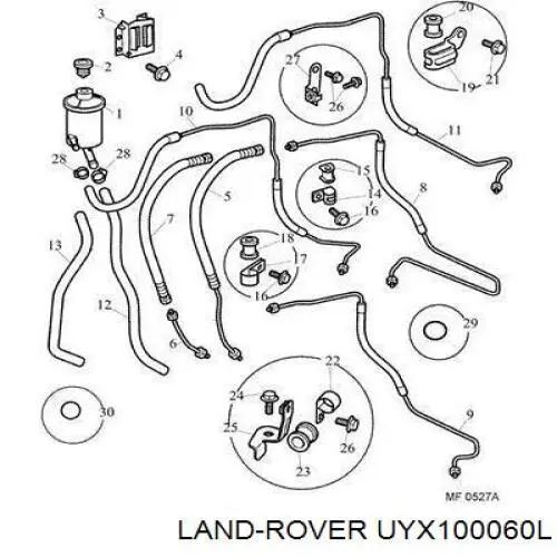 Кільце ущільнювача штуцерів рульової рейки Land Rover Discovery 3 (LR3) (Land Rover Діскавері)