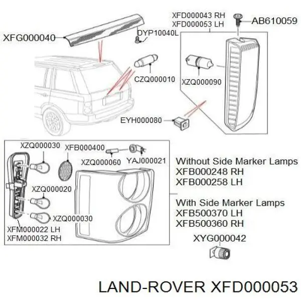 Купити XFD000053 Land Rover Ліхтар заднього ходу лівий