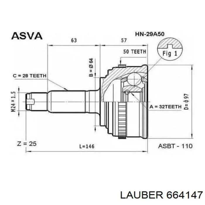 664147 Lauber Рейковий рульовий механізм