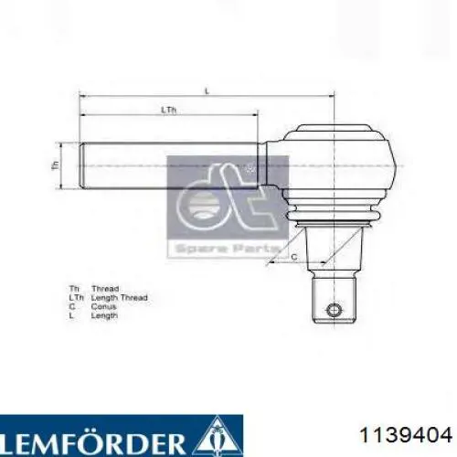 Накінечник поперечної рульової тяги Lemforder 1139404 ціна, від 19.62 USD