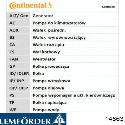 Купити 14863 Lemforder Ремінь газорозподільного механізму