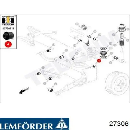 Сайлентблок цапфи задньої 27306 Lemforder