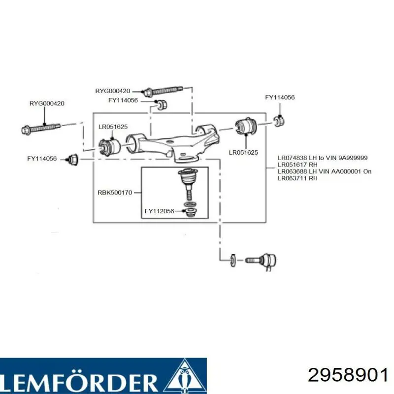 Купити 2958901 Lemforder Кульова опора, верхня