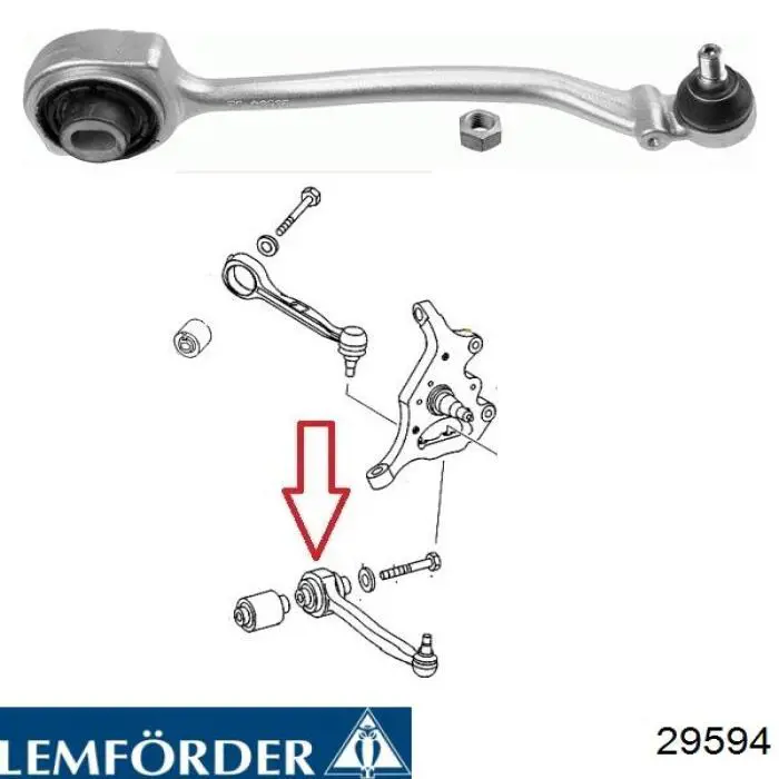 Купити 29594 Lemforder Важіль передньої підвіски нижній, правий