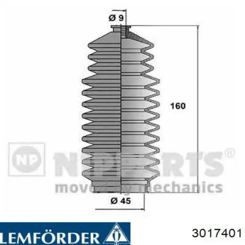 Пильник рульового механізму/рейки 3017401 Lemforder