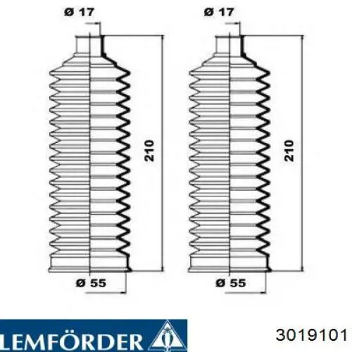 3019101 Lemforder пильник рульового механізму/рейки