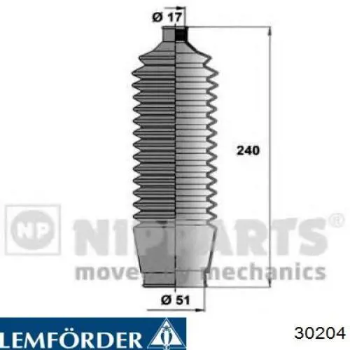Пильник рульового механізму/рейки, правий Lemforder 30204 ціна, від 8.29 USD