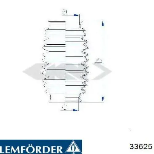 Пильник рульового механізму/рейки, правий Lemforder 33625 ціна, від 8.02 USD