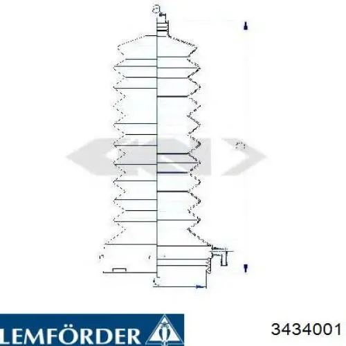 3434001 Lemforder Пильник рульового механізму/рейки, правий