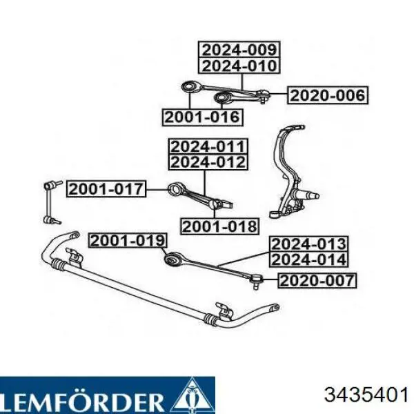 Важіль передньої підвіски нижній, правий Lemforder 3435401 ціна, від 63.33 USD