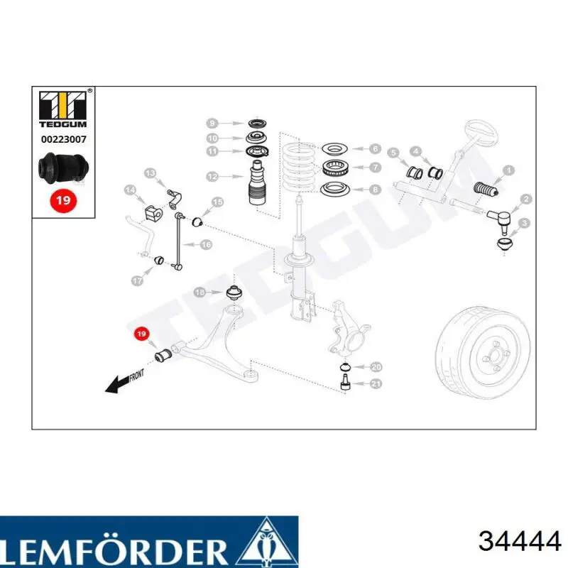 34444 Lemforder Сайлентблок переднього нижнього важеля