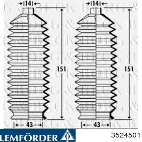 Пильник рульового механізму/рейки 3524501 Lemforder