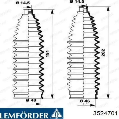 Пильник рульового механізму/рейки 3524701 Lemforder