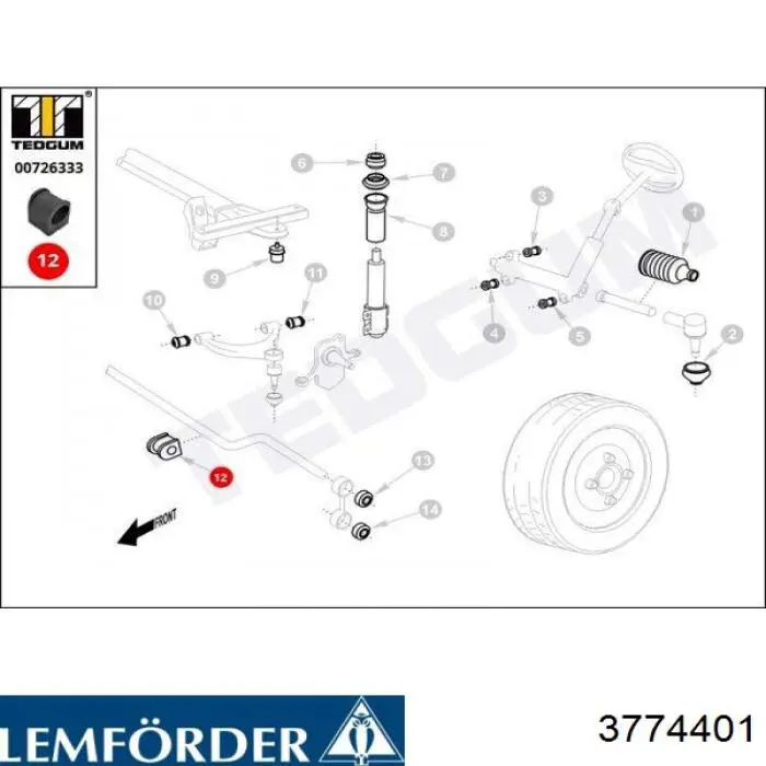 Подушка стабілізатора Lemforder 3774401 ціна, від 1.62 USD